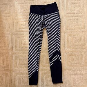 New Balance Navy and White Striped Kids Leggings